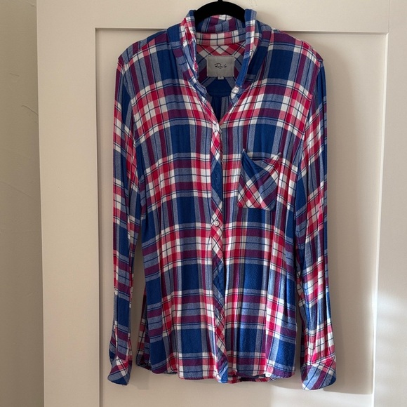 Rails Tops - Rails Red m, White and Blue Plaid Shirt Sz L